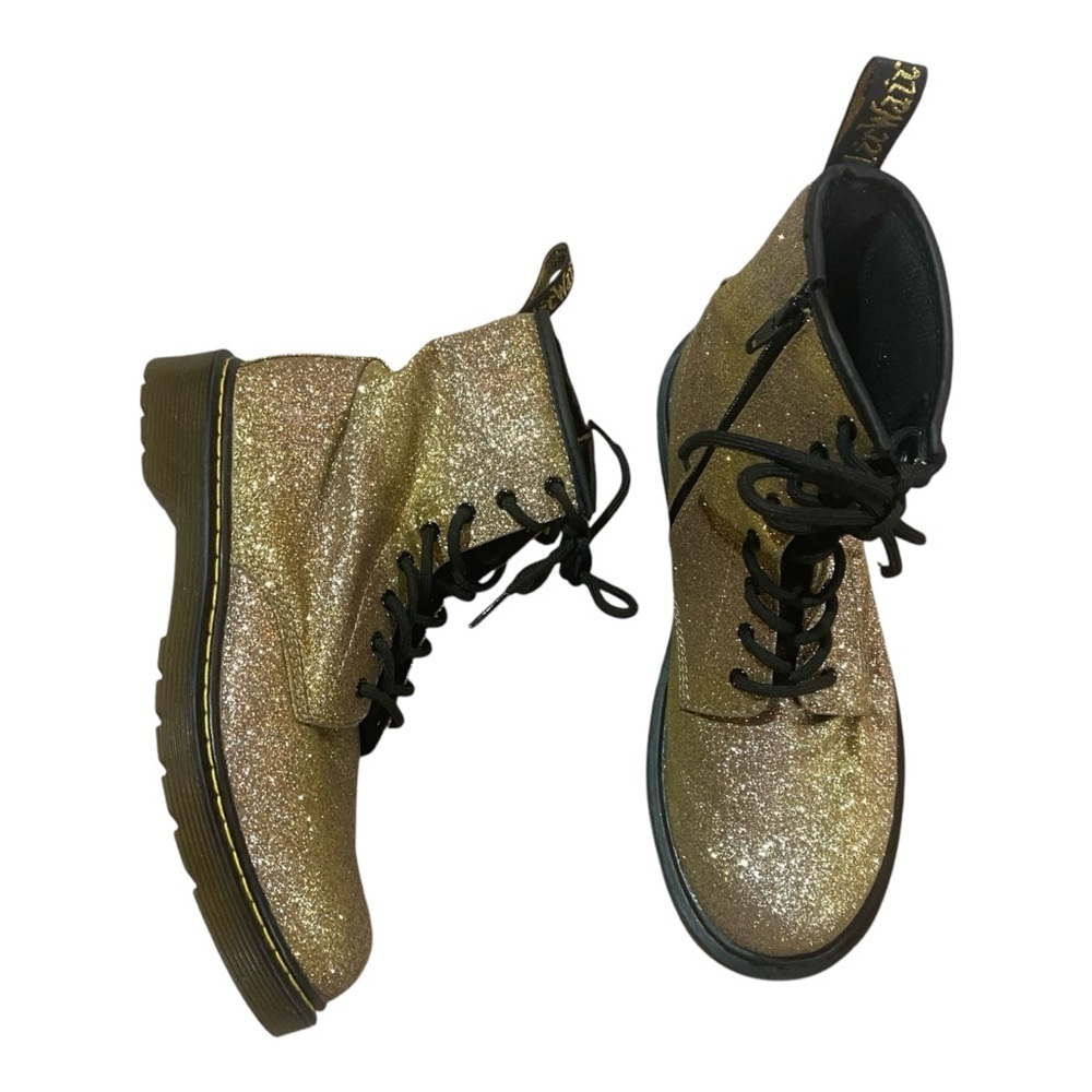 Dr. Martens Glitter Combat Boots in Gold